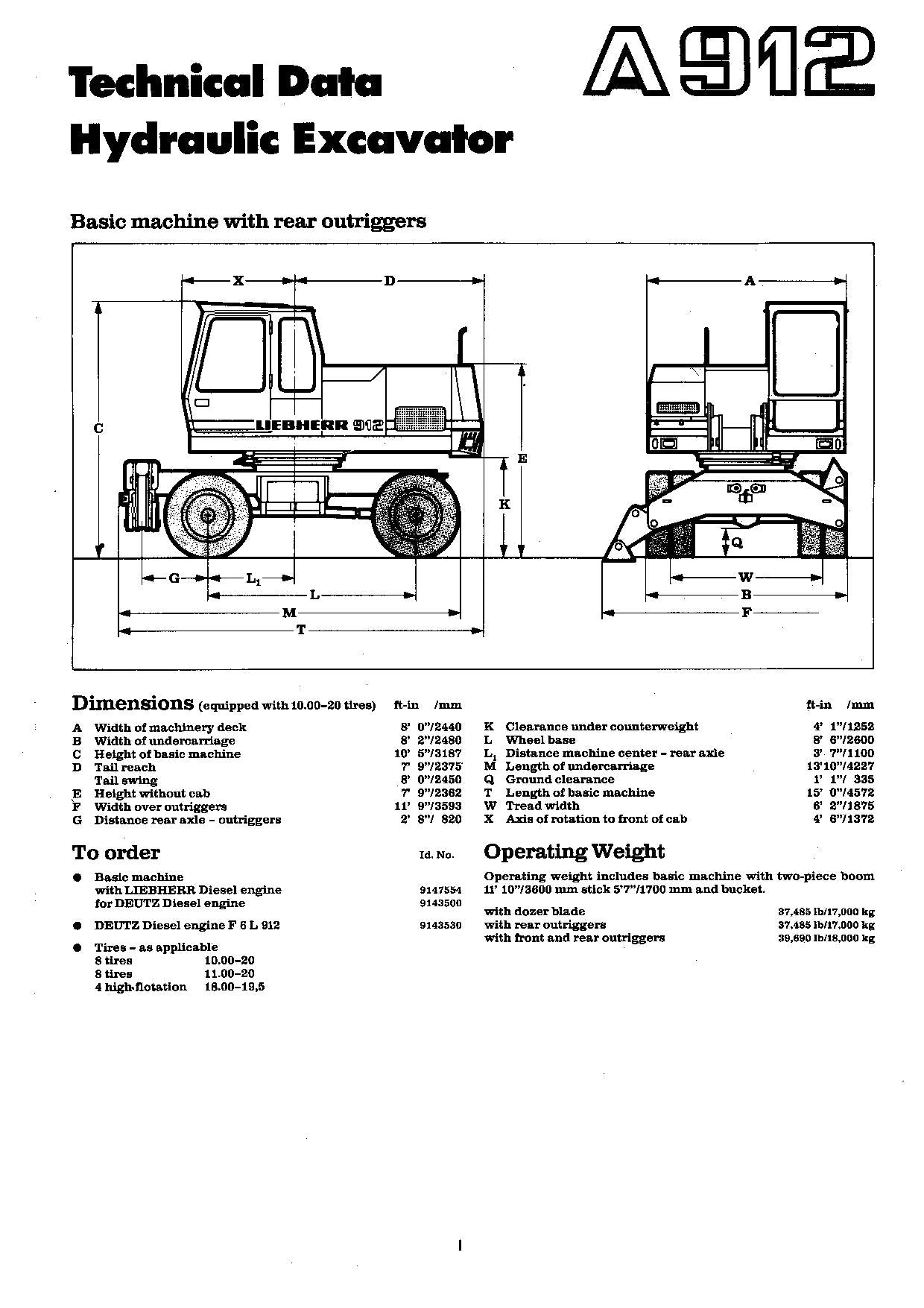 Liebherr A912 Excavator Operators manual