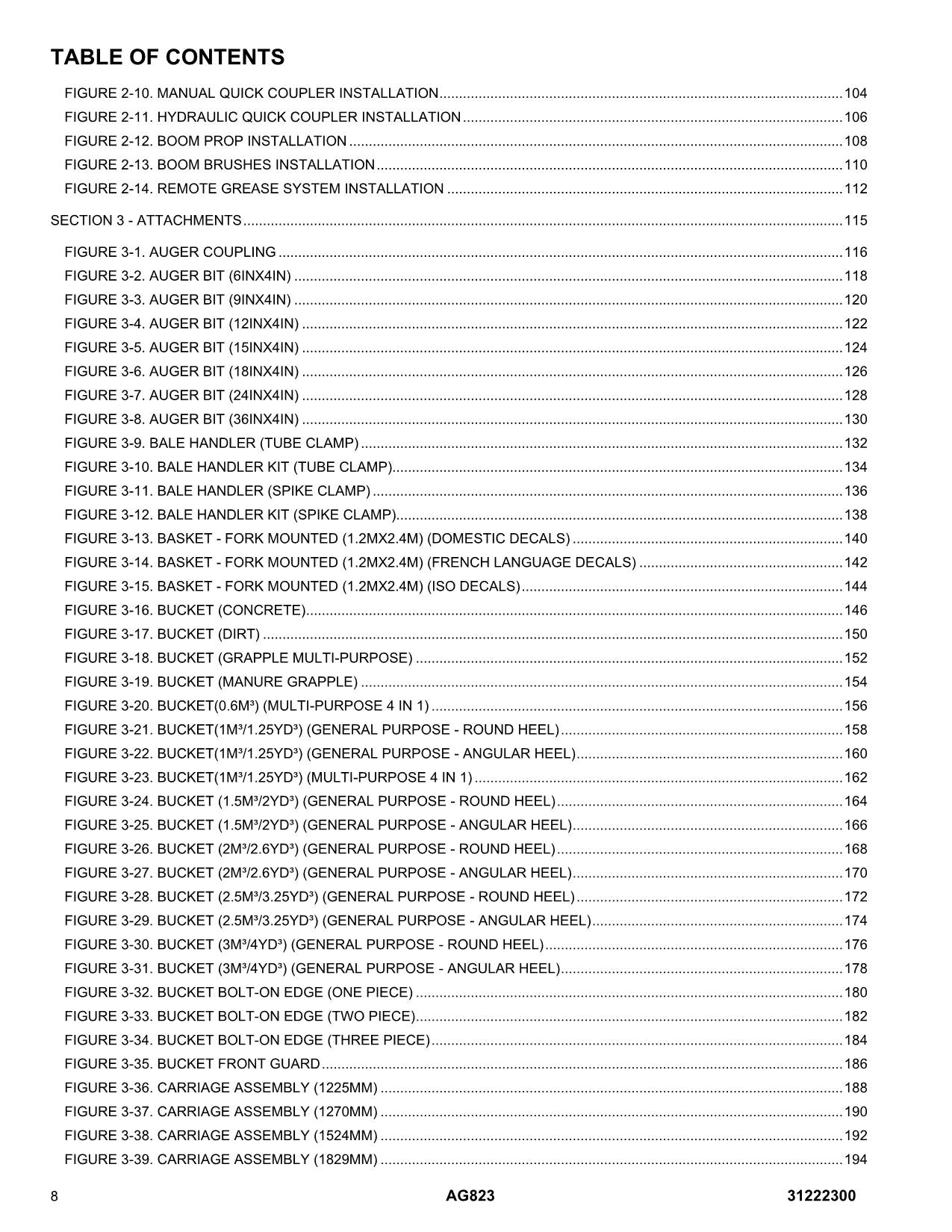 JLG 823 AG823  Telehandler Parts Catalog Manual