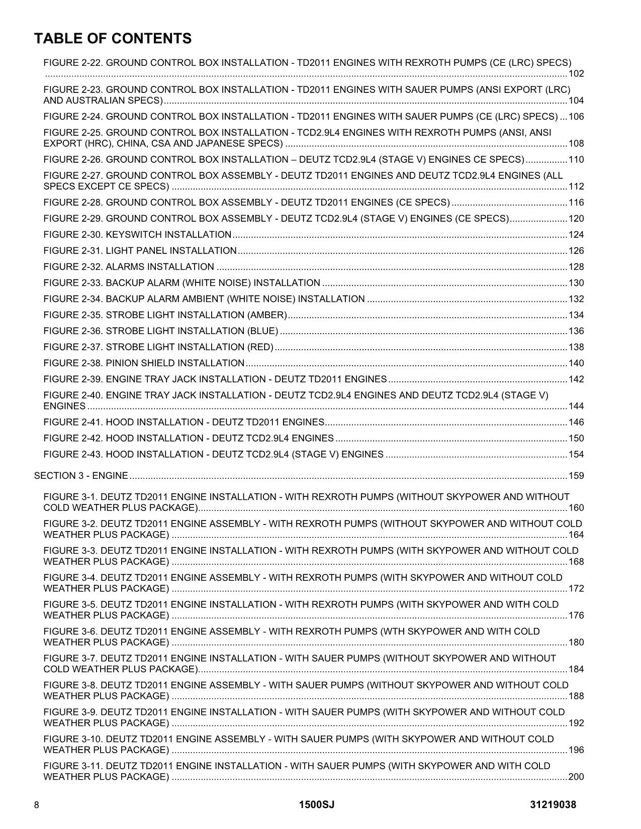 JLG 1500SJ Boom Lift Parts Catalog Manual 31219038