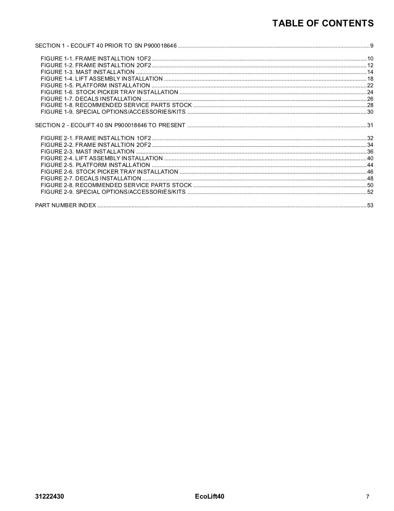 JLG Ecolift 40 Vertical Mast Parts Catalog Manual