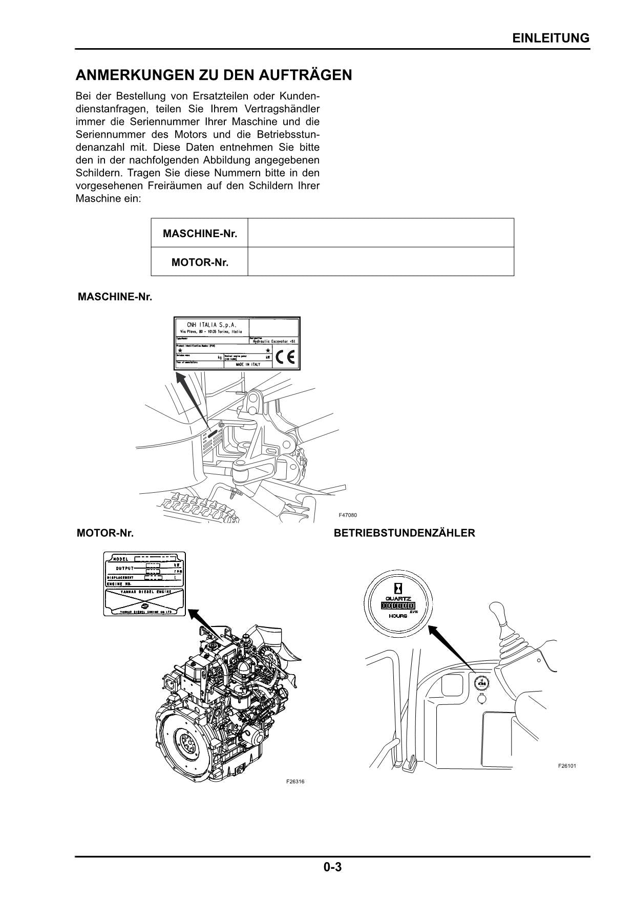 New Holland E26B SR E29B SR Bagger Betriebsanleitung