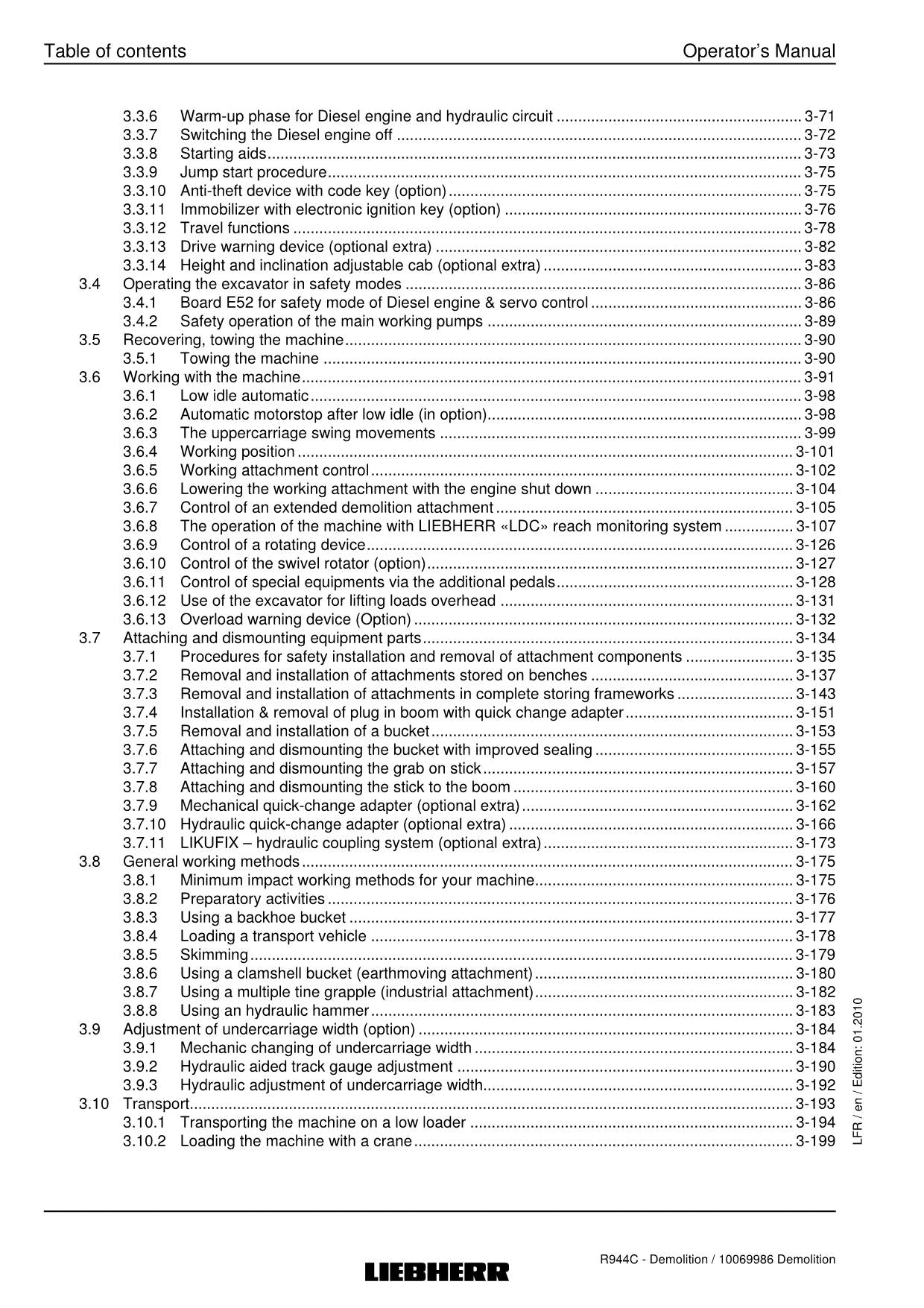 Liebherr R944 C Demolition Excavator Operators manual serial 27700