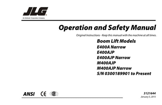 JLG E400AJP E400AJP E400A M400AJP M400AJP narrow Boom Lift Operators Manual