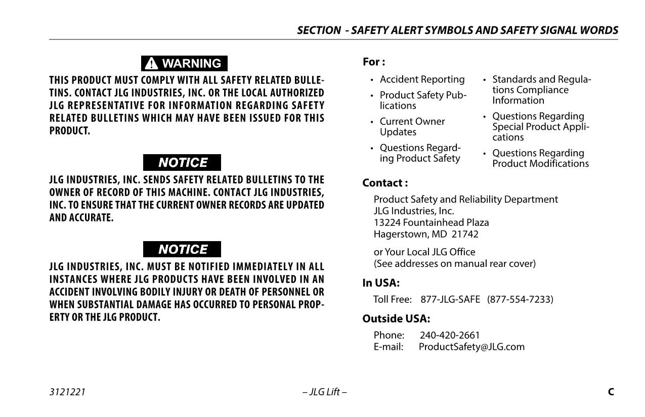 JLG 1230ES Vertical Mast Maintenance Operation Operators Manual 3121221