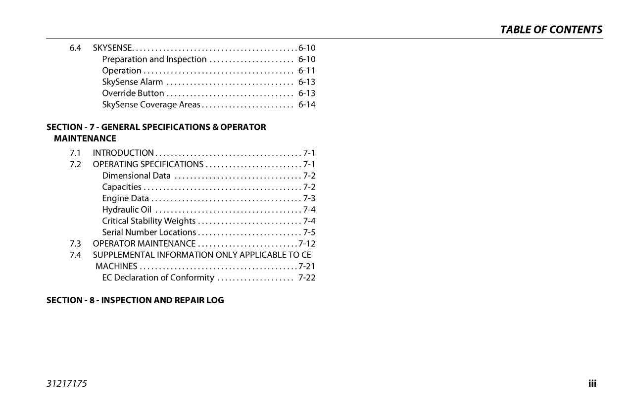 JLG 660SJC Boom Lift Maintenance Operation Operators Manual 31217175