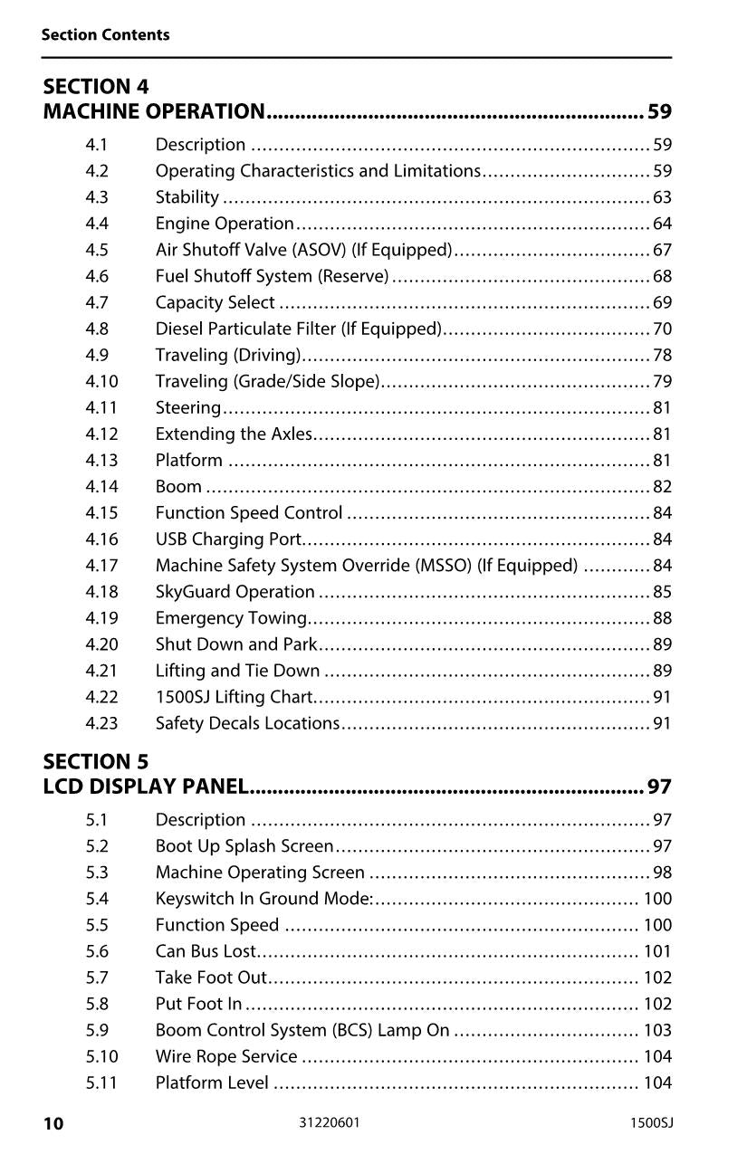 JLG 1500SJ Boom Lift Maintenance Operation Operators Manual 31220601