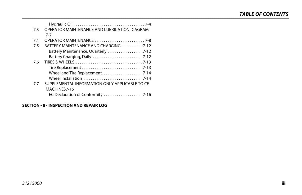 JLG E300AJ E300AJP Boom Lift Maintenance Operation Operators Manual 31215000