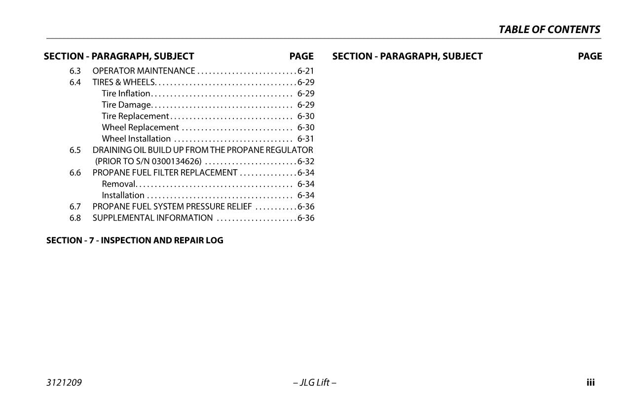 JLG 800A 800AJ Boom Lift Maintenance Operation Operators Manual 3121209