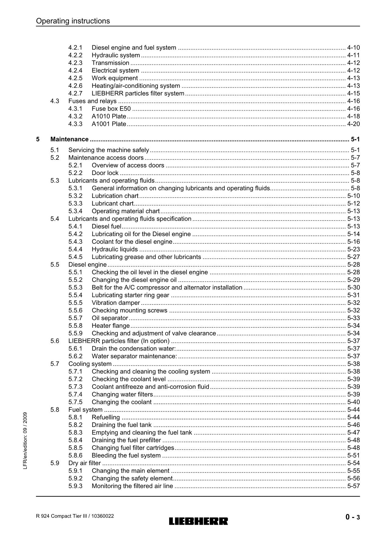 Liebherr R924 Compact TieRIII Excavator Operators manual serial 20472