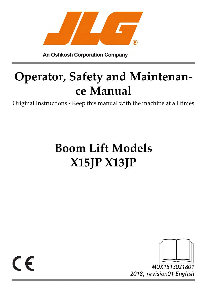 JLG X13JP X15JP Compact Crawler Boom Maintenance Operation Operators Manual