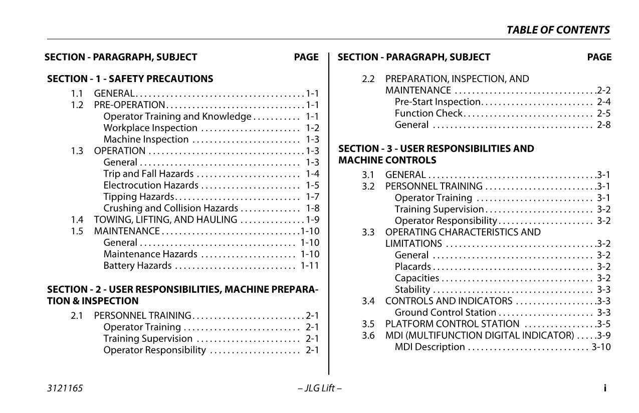 JLG 1930ES 2030ES 2630ES 2646ES 3246ES Scissor Lift Operators Manual