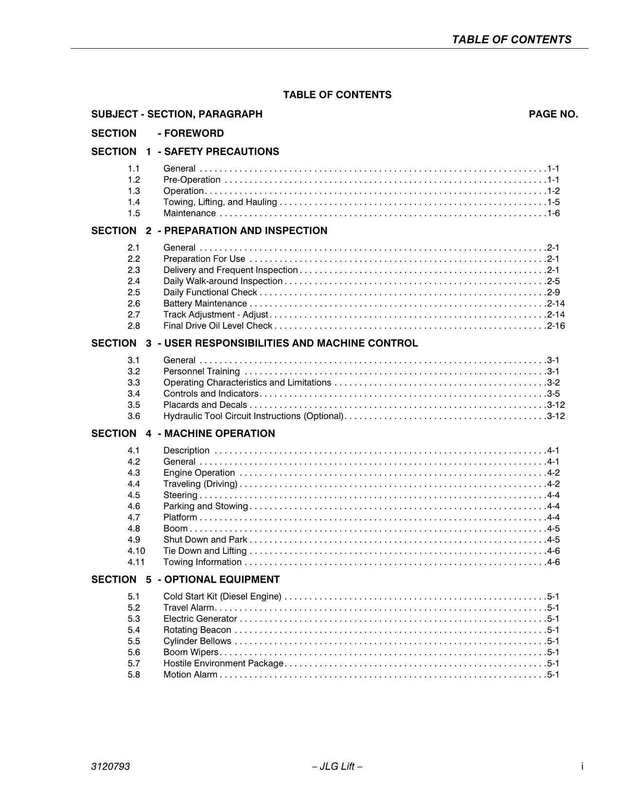 JLG 600SC 600SJC 660SJC Boom Lift Maintenance Operation Operators Manual 3120793