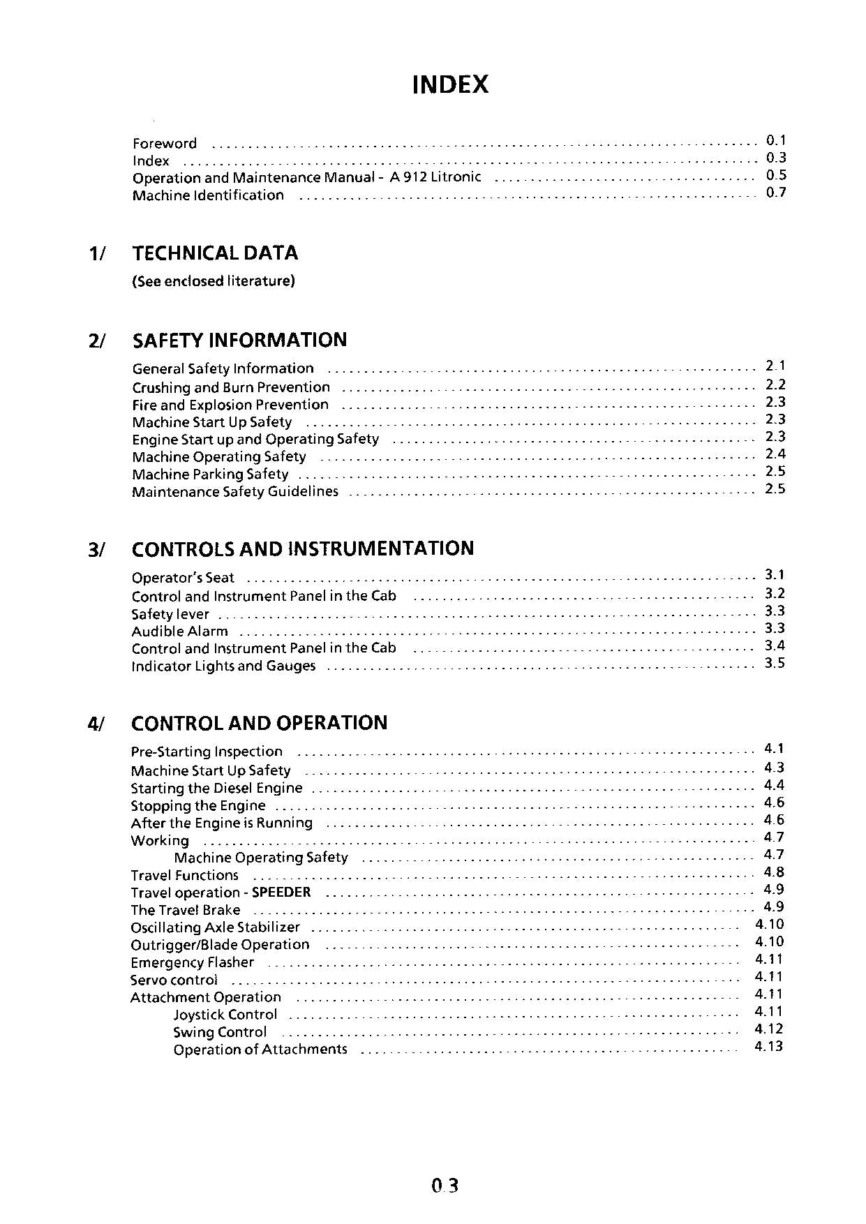 Liebherr A912 Litronic Excavator Operators manual serial 101