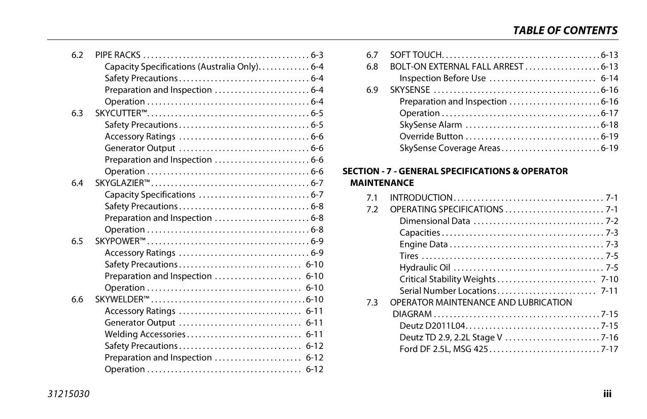 JLG 600AJ Boom Lift Maintenance Operation Operators Manual 31215030