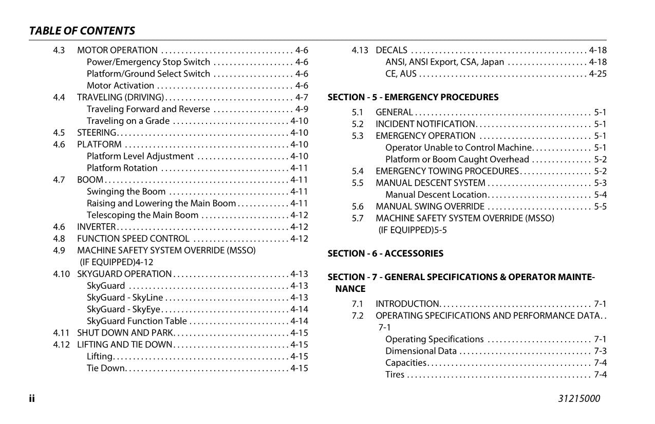 JLG E300AJ E300AJP Boom Lift Maintenance Operation Operators Manual 31215000