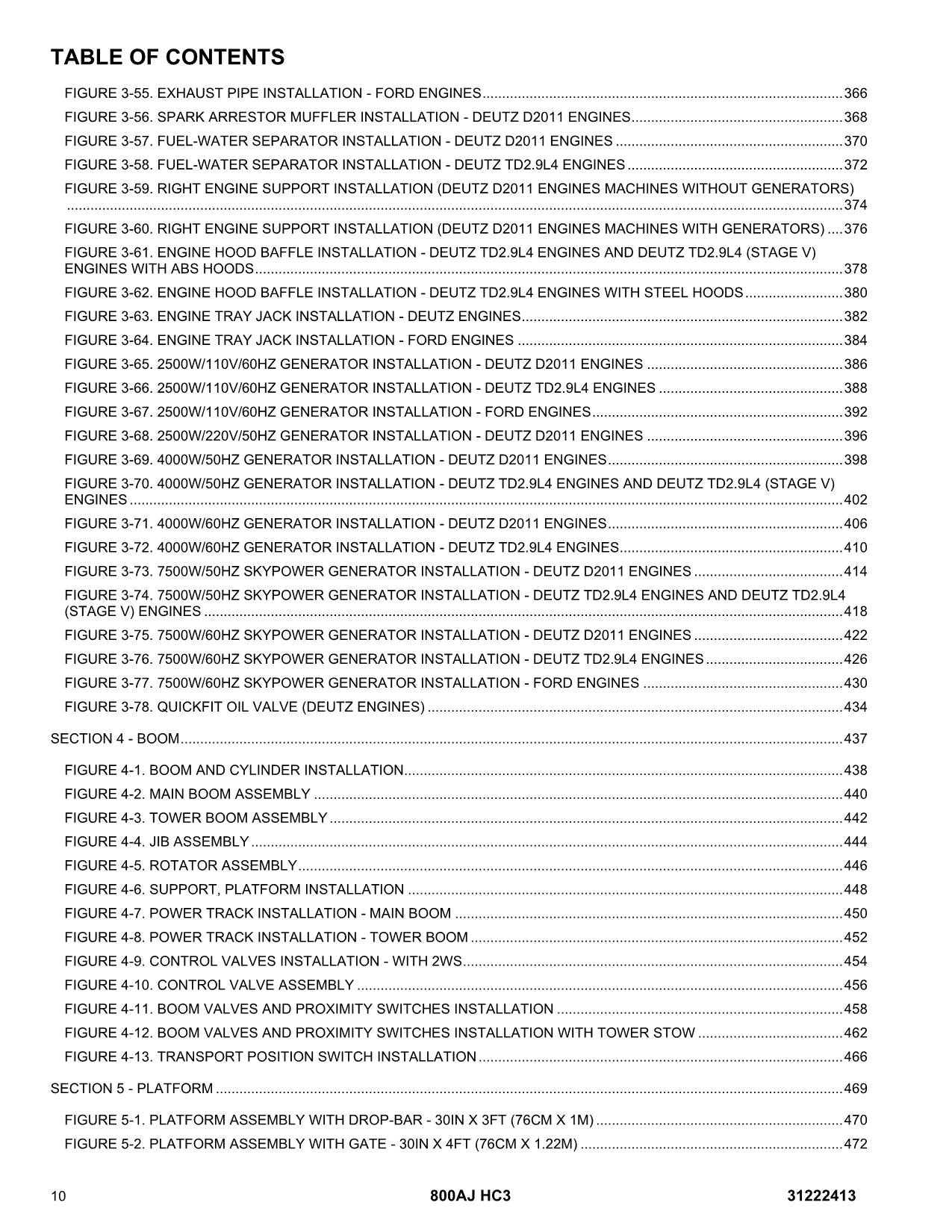 JLG 800AJ HC3 Boom Lift  Parts Catalog Manual