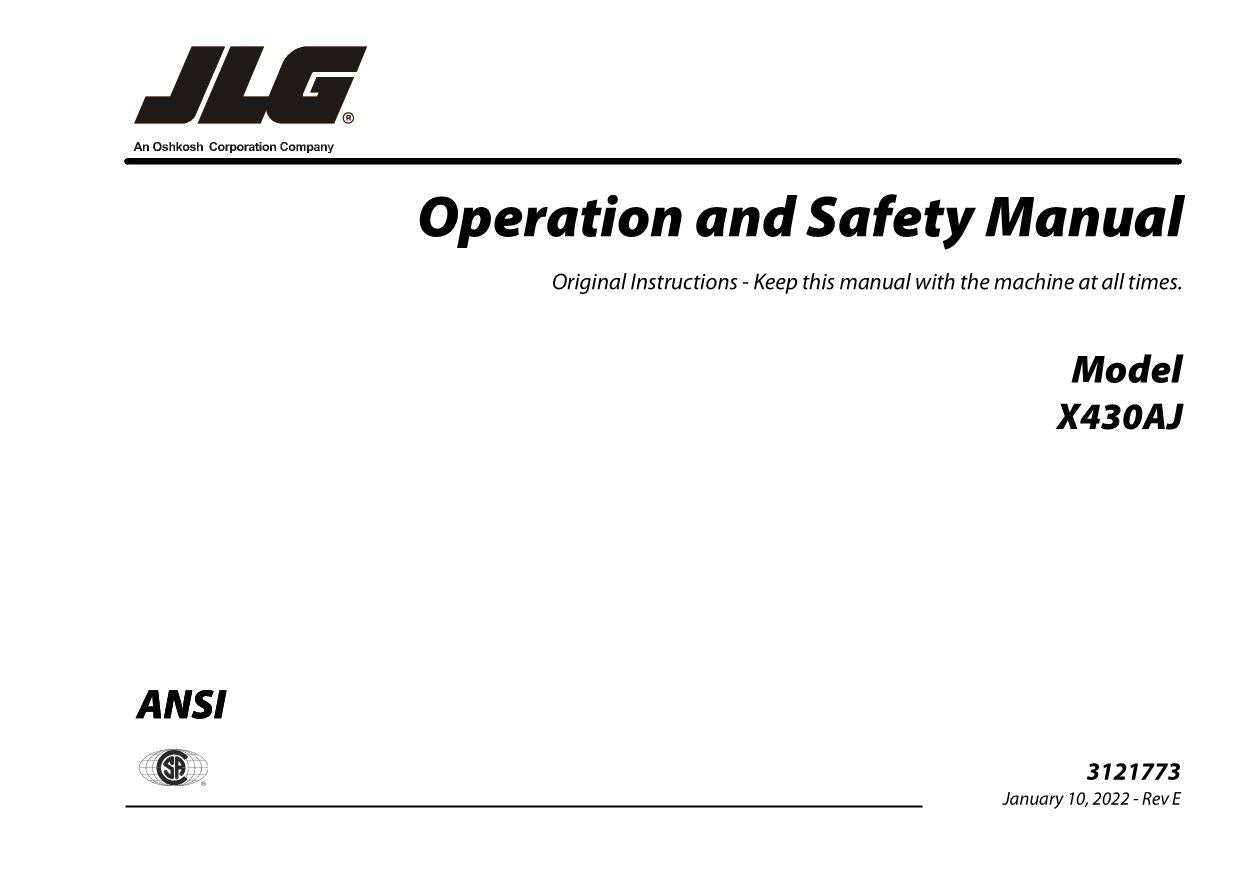 JLG X430AJ Compact Crawler Boom Maintenance Operation Operators Manual