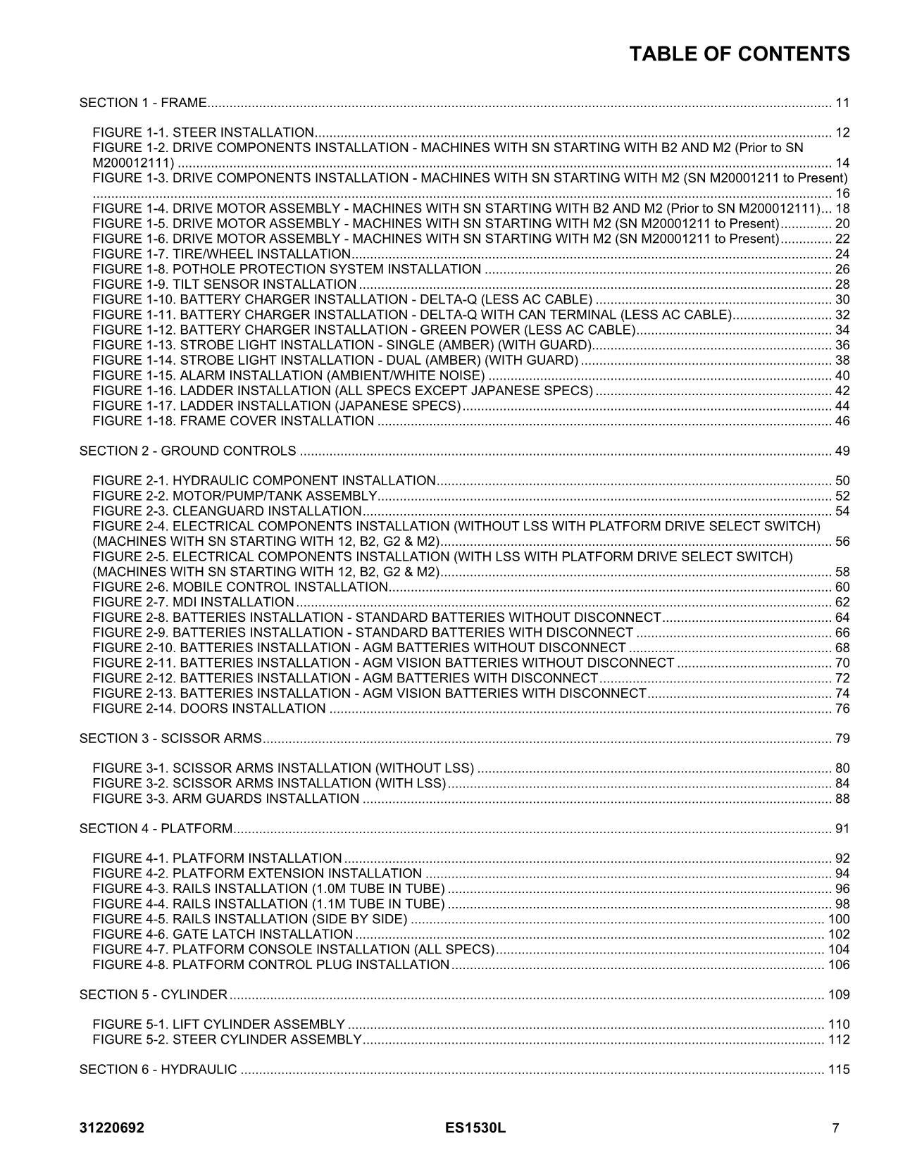 JLG ES1530L  Vertical Mast Parts Catalog Manual