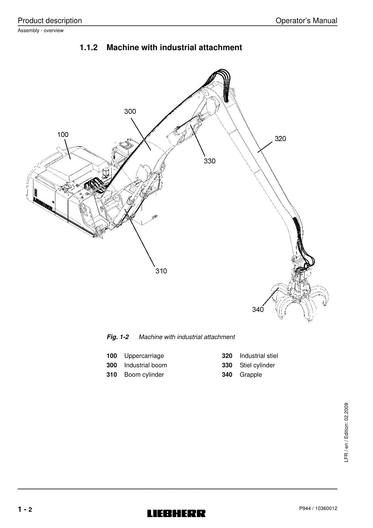 Liebherr P944 Excavator Operators manual