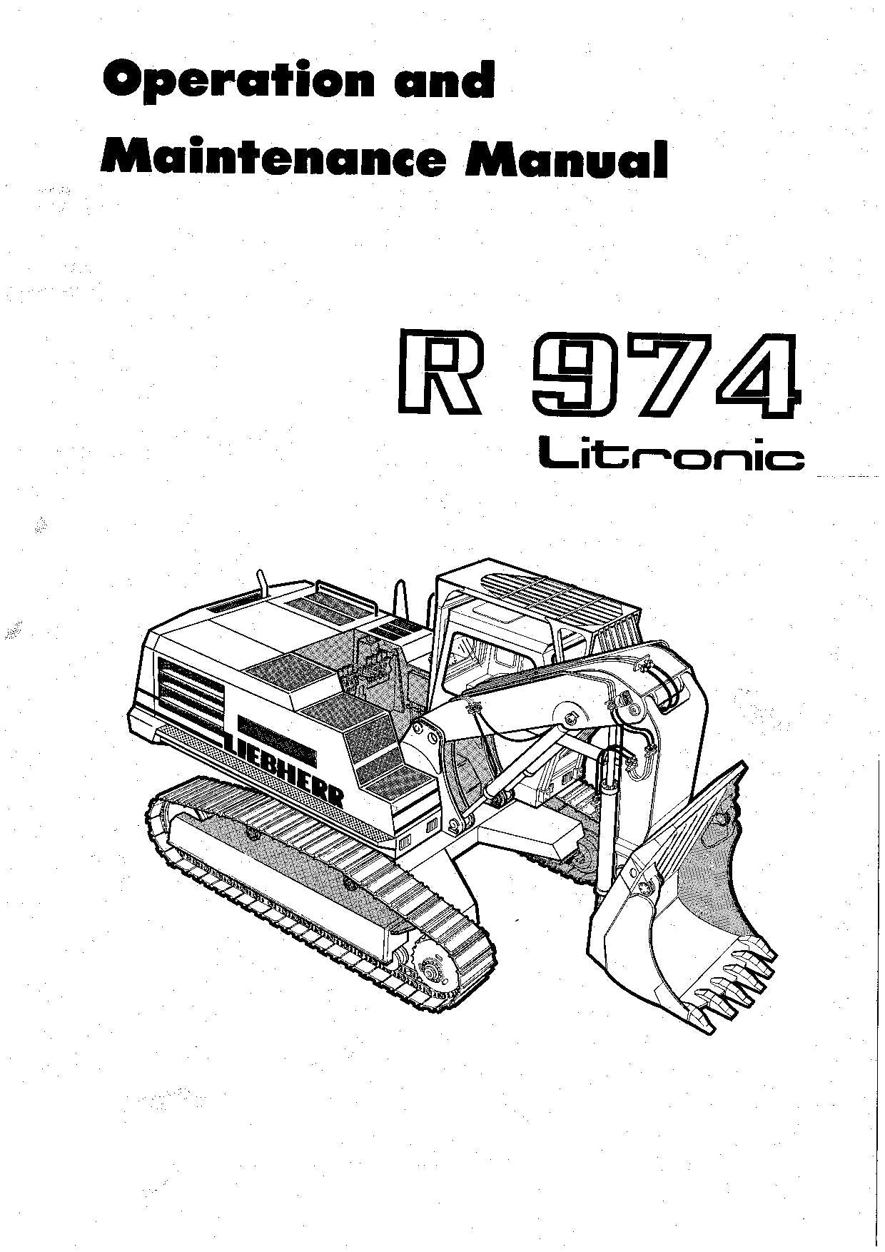 Liebherr R974 Litronic Excavator Operators manual serial 242-.344; 297-.344