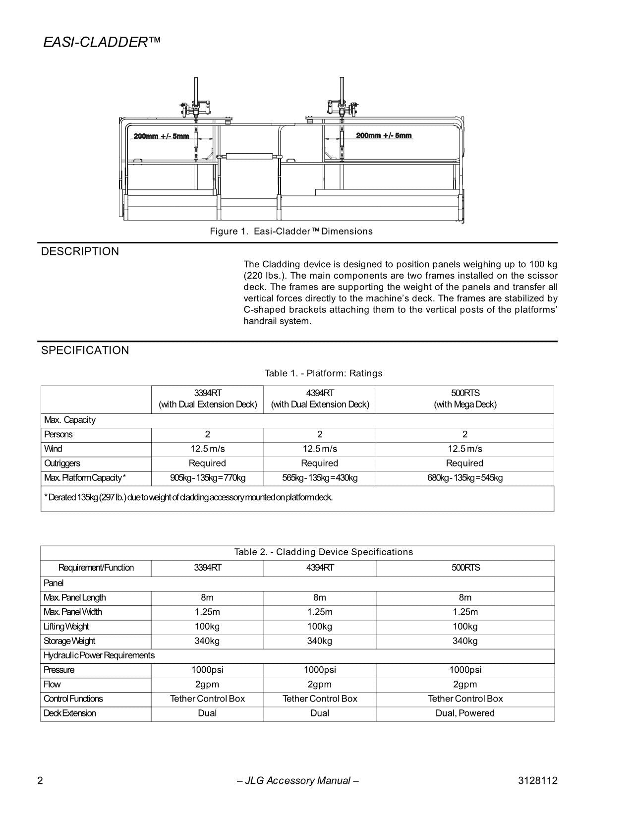 JLG Easy-Cladder Plus Accessorie Operation Parts Service Manual