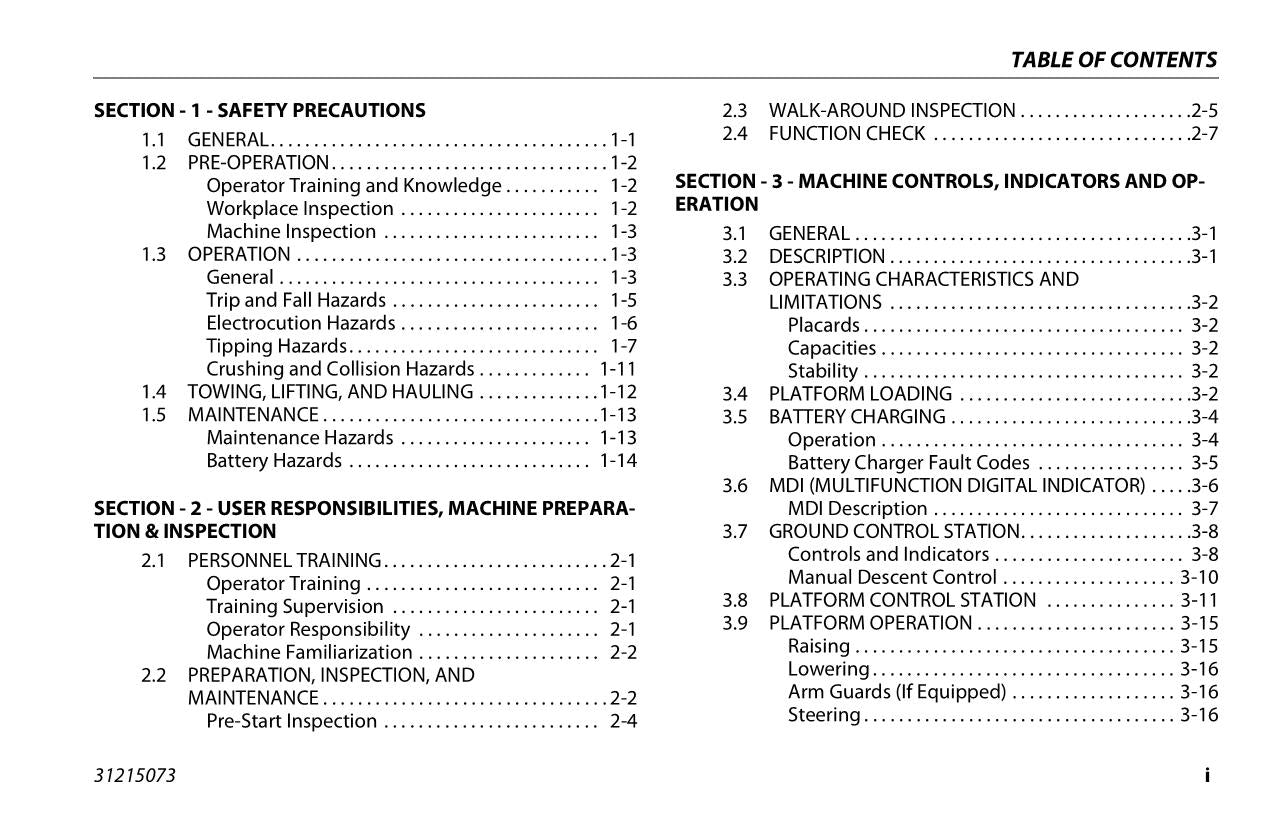 JLG 1930ES 2032ES 2632ES 2646ES 3246ES Scissor Lift Operators Manual 31215073