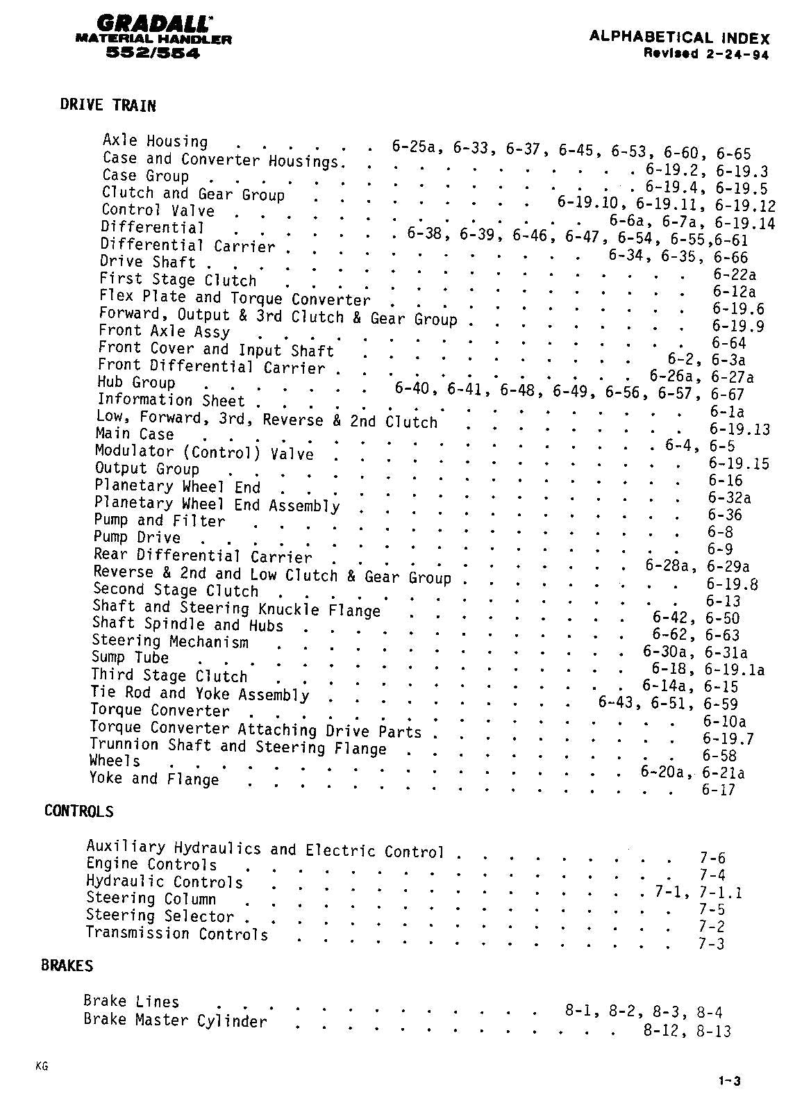 GRADALL JLG 552 554 Telehandler Parts Catalog Manual