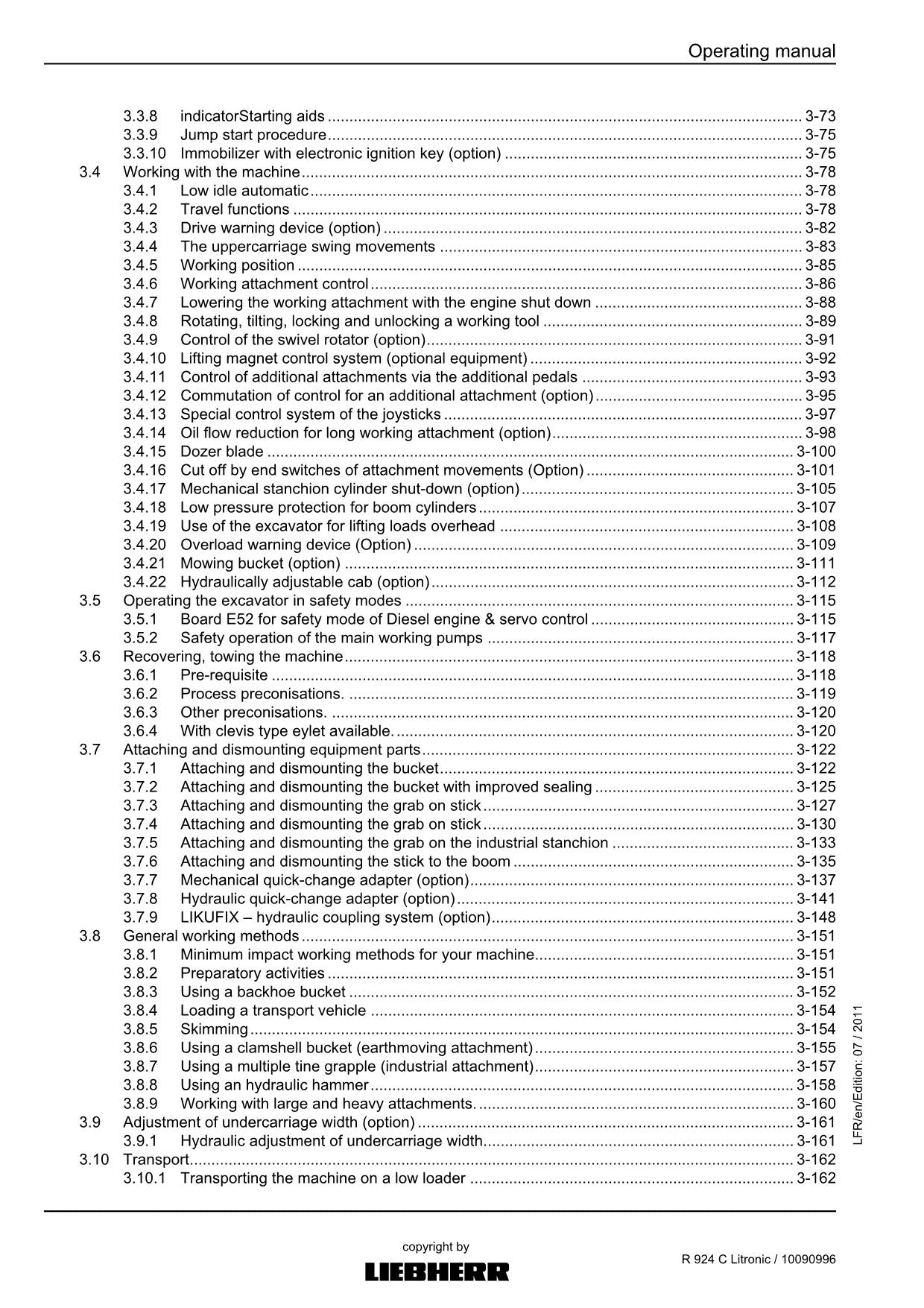 Liebherr R924 C Litronic Excavator Operators manual serial 31057