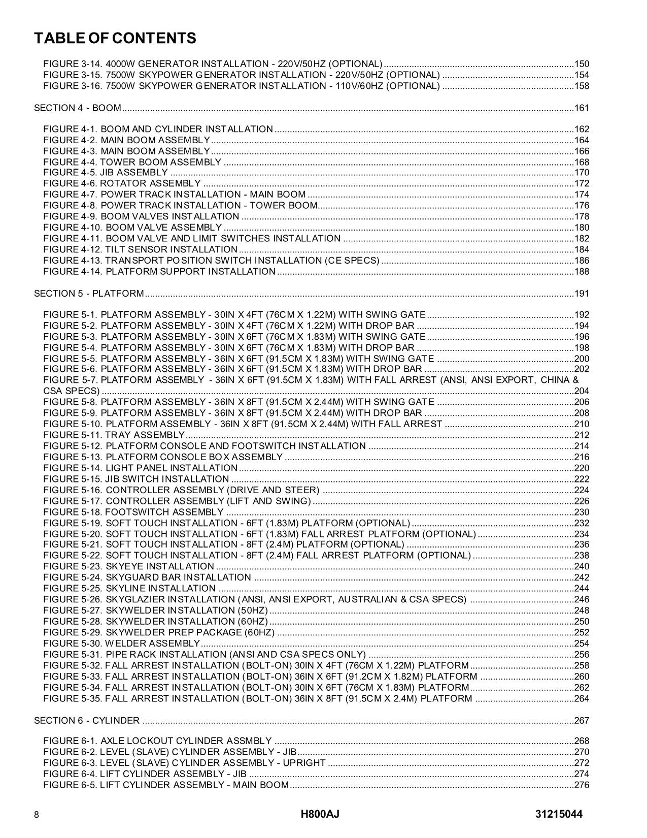 JLG H800AJ Boom Lift Parts Catalog Manual 31215044