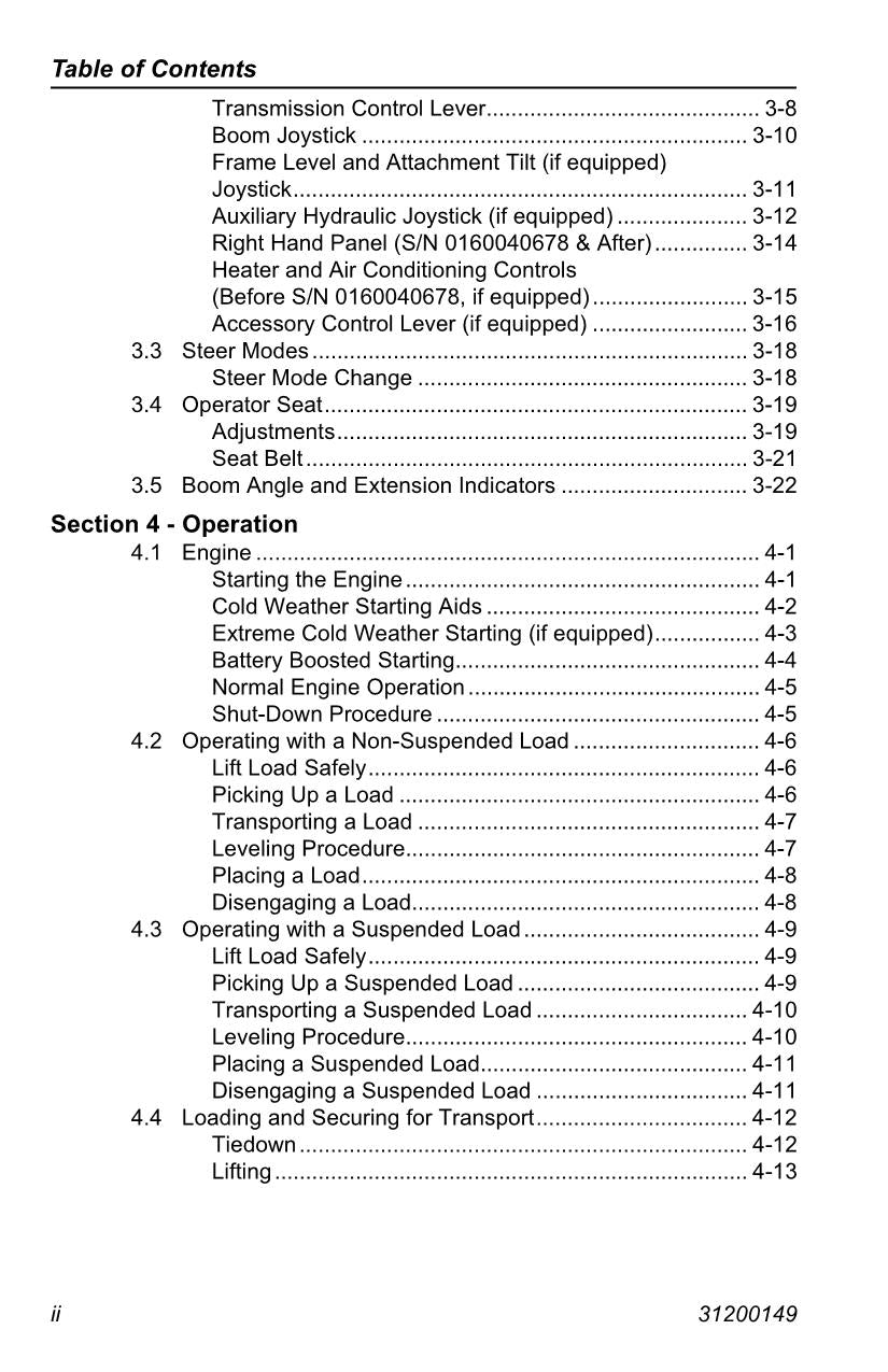 JLG G6-42A Telehandler Maintenance Operation Operators Manual