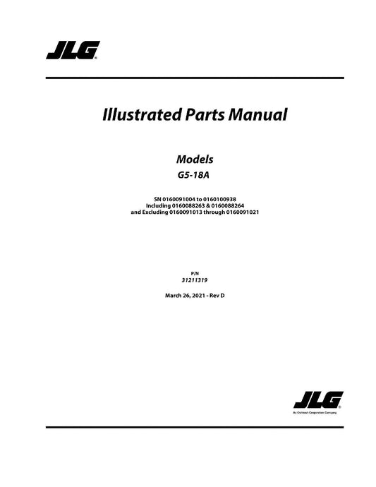 JLG G5-18A Telehandler Parts Catalog Manual 31211319