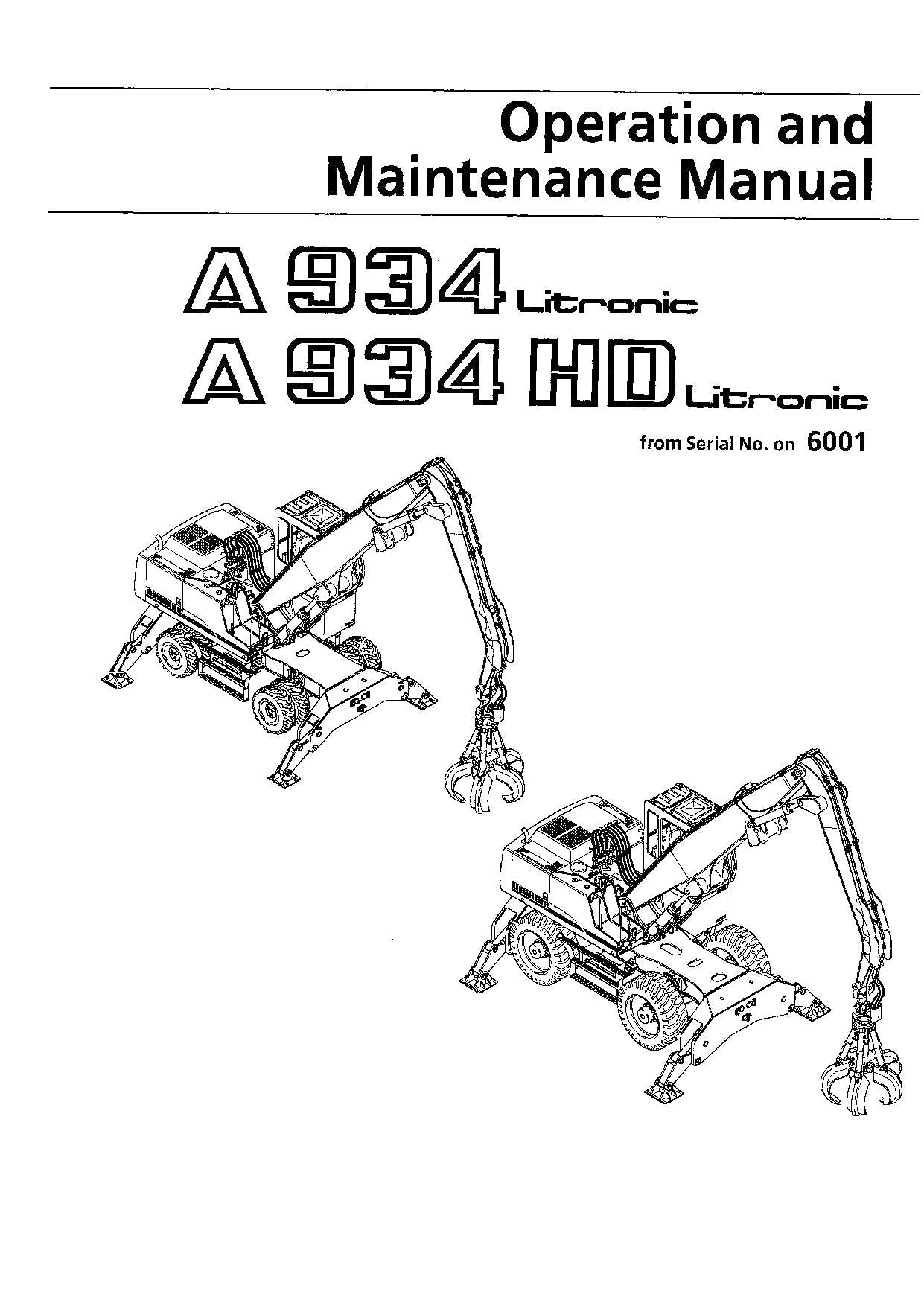 Liebherr A934 Litronic A934 HD Litronic Excavator Operators manual