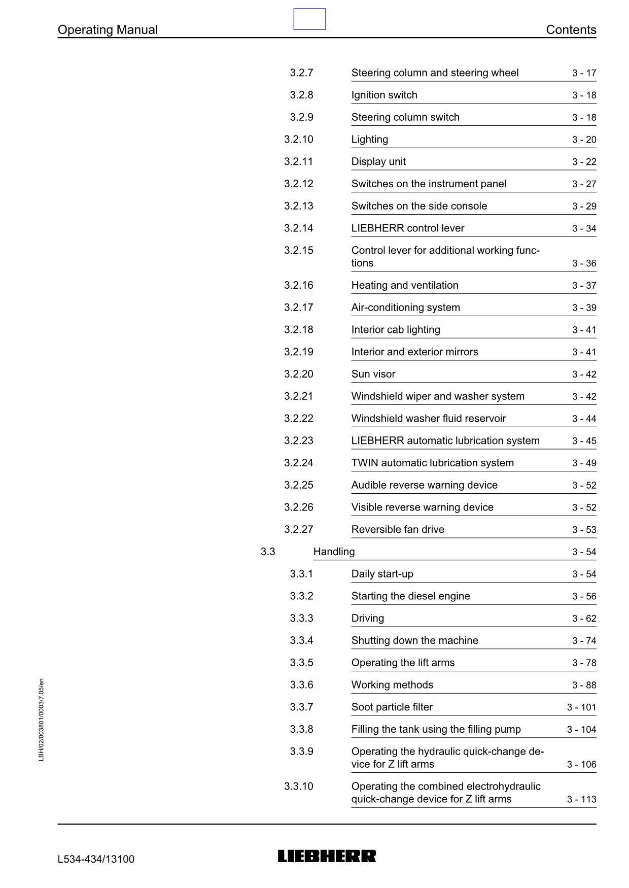 Liebherr L534 Wheel Loader Operators manual