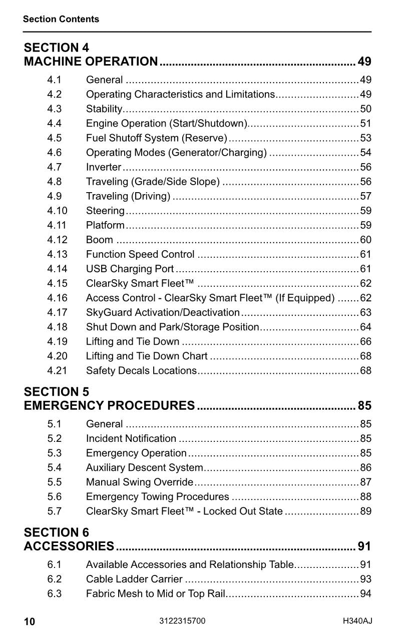 JLG H340AJ Boom Lift Maintenance Operation Operators Manual 3122315700