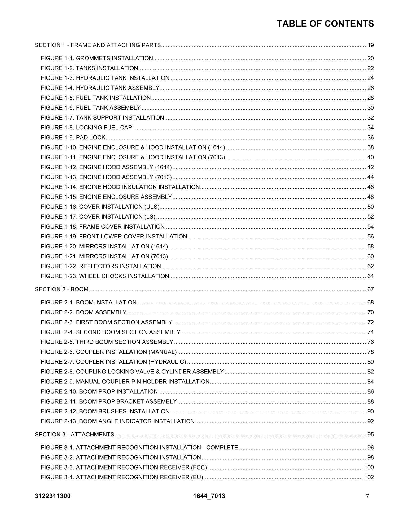 JLG 1644 7013H Telehandler Parts Catalog Manual