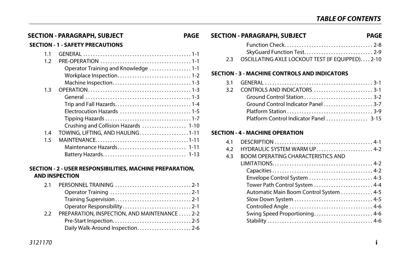 JLG 1250AJP Boom Lift Maintenance Operation Operators Manual 3121170