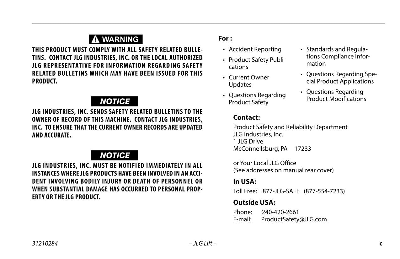 JLG DSP L DSP M DSP S DSPi-M DSPi-S Vertical Mast Operators Manual