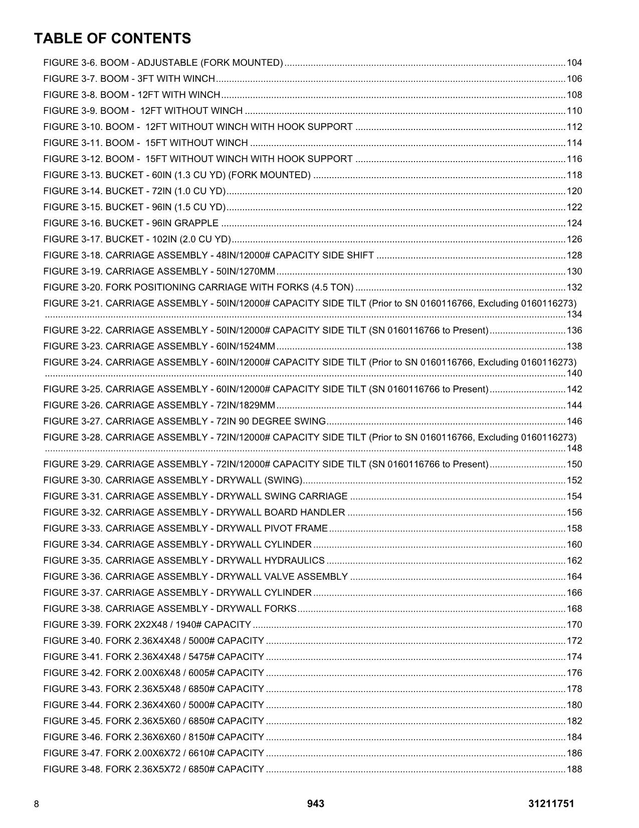 JLG 943 Telehandler Parts Catalog Manual 31211751