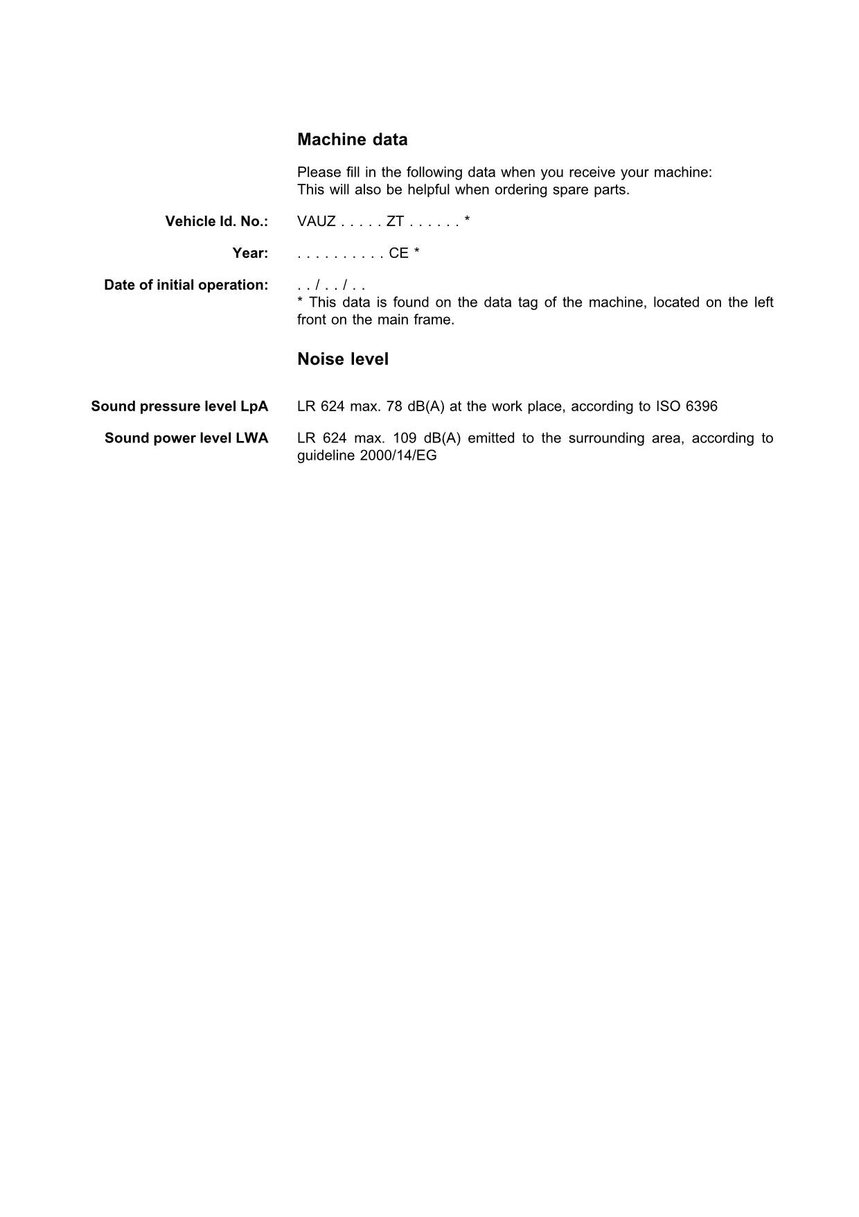 Liebherr LR624 CRAWLER LOADER Operators manual serial 8957