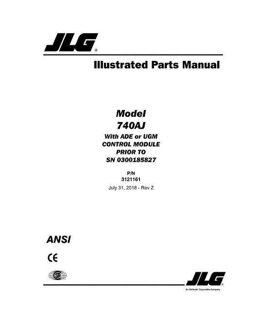 JLG 740AJ Boom Lift Parts Catalog Manual Prior to 0300185827