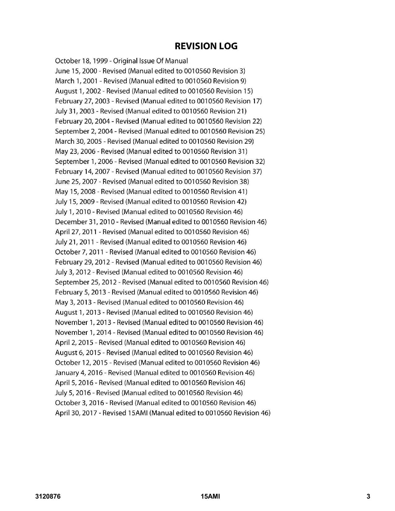 JLG 15AMI Vertical Mast Parts Catalog Manual