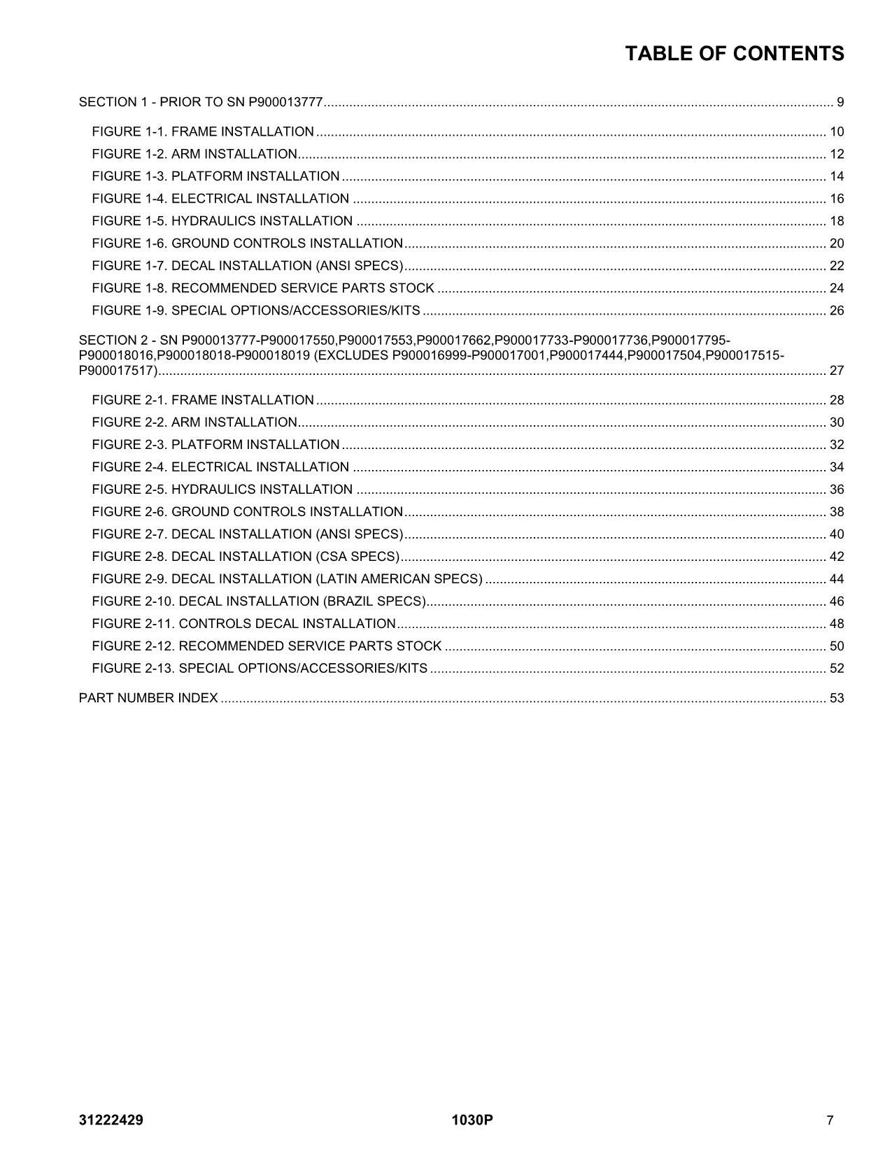 JLG 1030P Vertical Mast Parts Catalog Manual