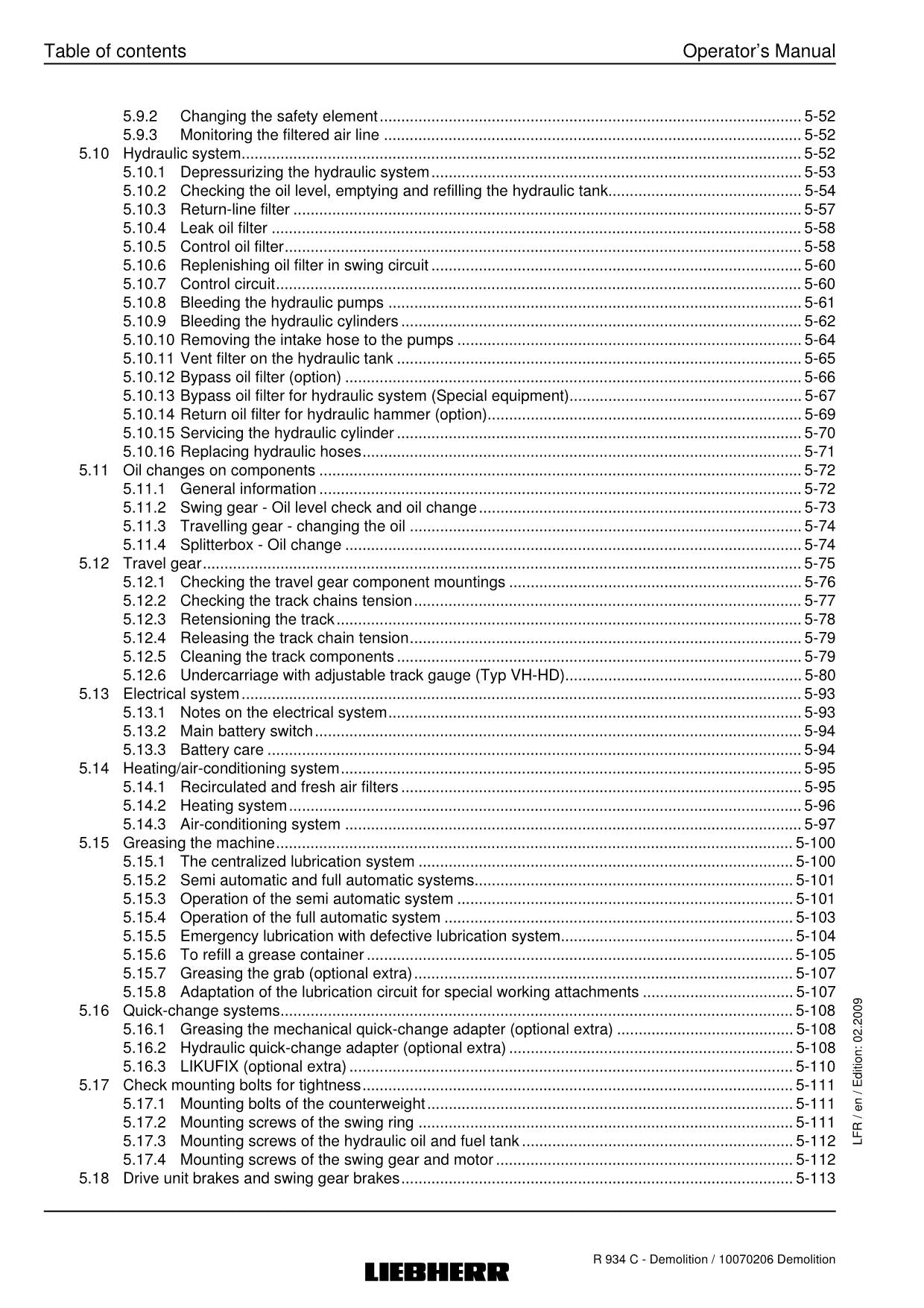 Liebherr R934 C Demolition Excavator Operators manual serial 22324