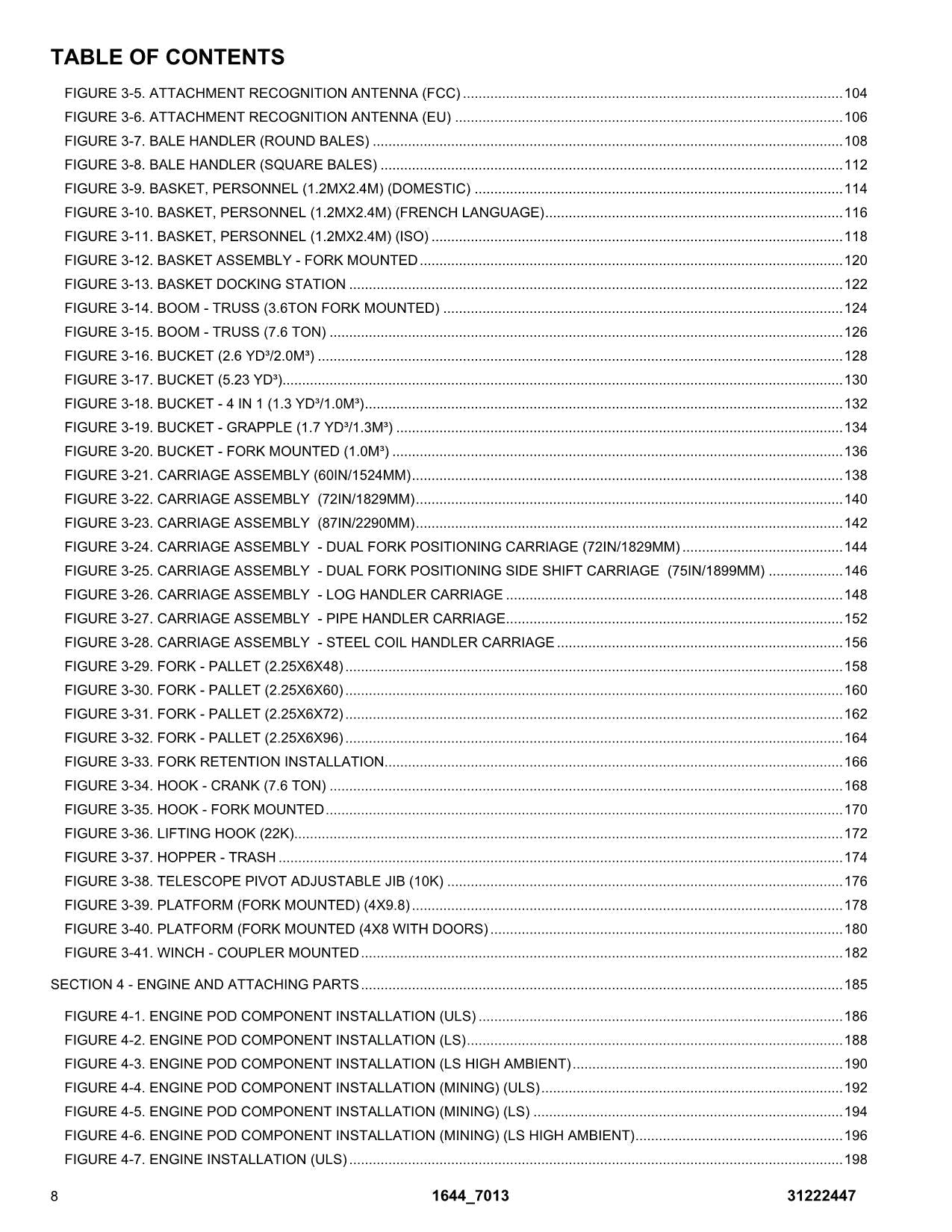 JLG 1644 7013H Telehandler Parts Catalog Manual 31222447