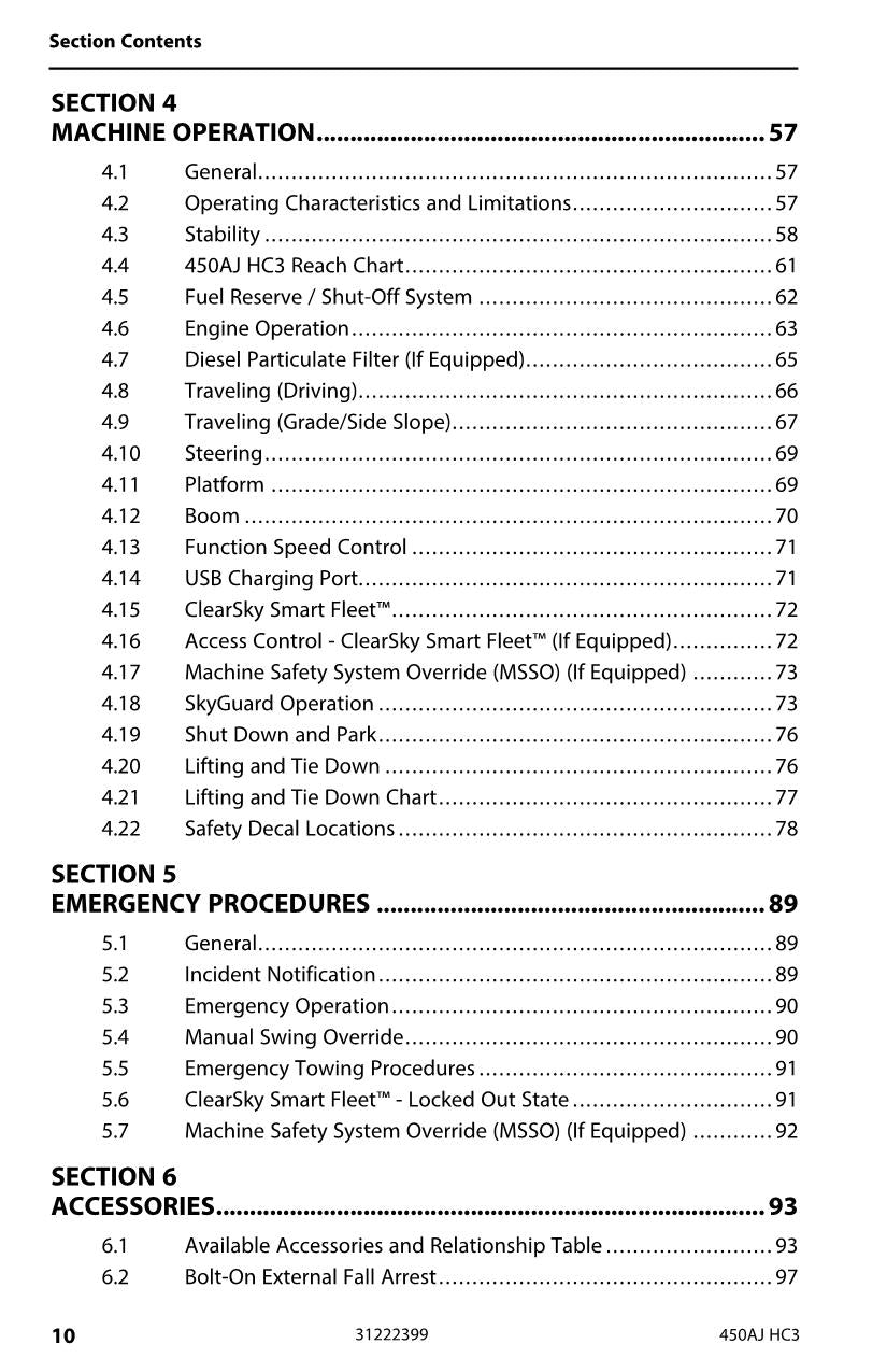 JLG 450AJ HC3 Boom Lift Maintenance Operation Operators Manual 31222399