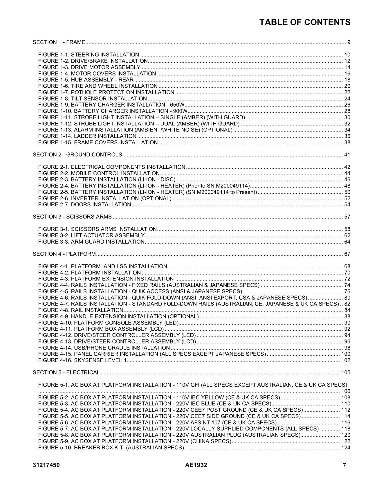 JLG AE1932  Scissor Lift Parts Catalog Manual