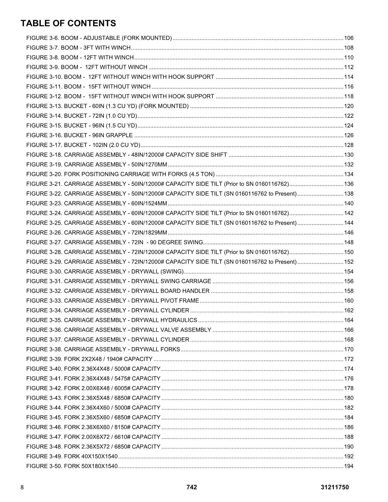 JLG 742 Telehandler Parts Catalog Manual 31211750