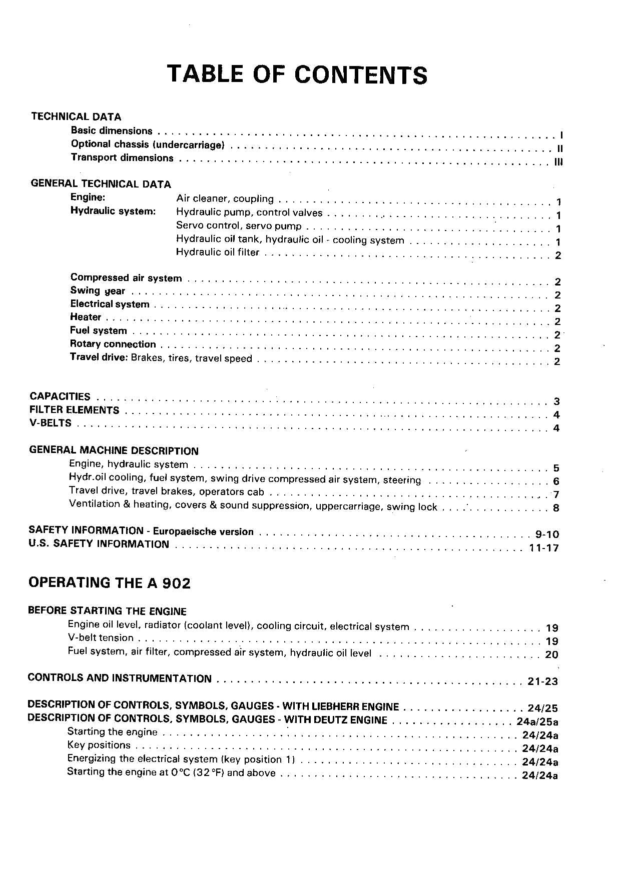 Liebherr A902 Excavator Operators manual serial 275