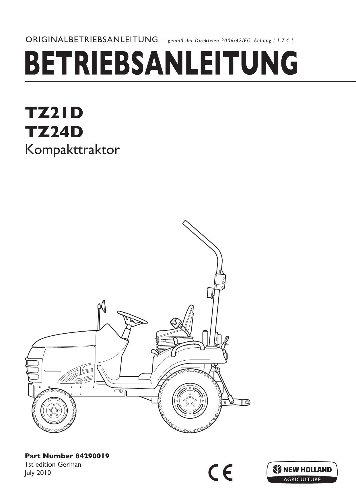 New Holland TZ21D TZ24D traktor betriebsanleitung