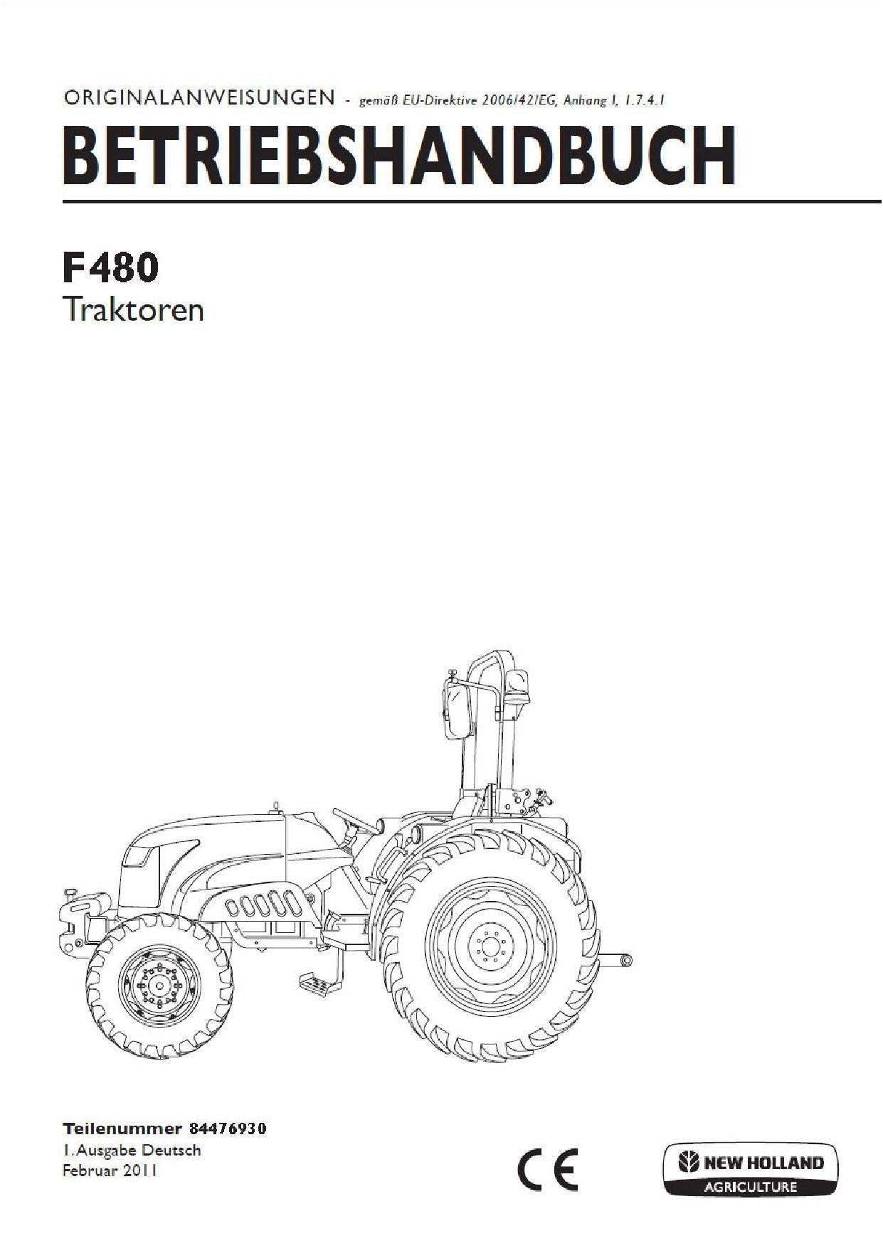 New Holland F480 traktor betriebsanleitung